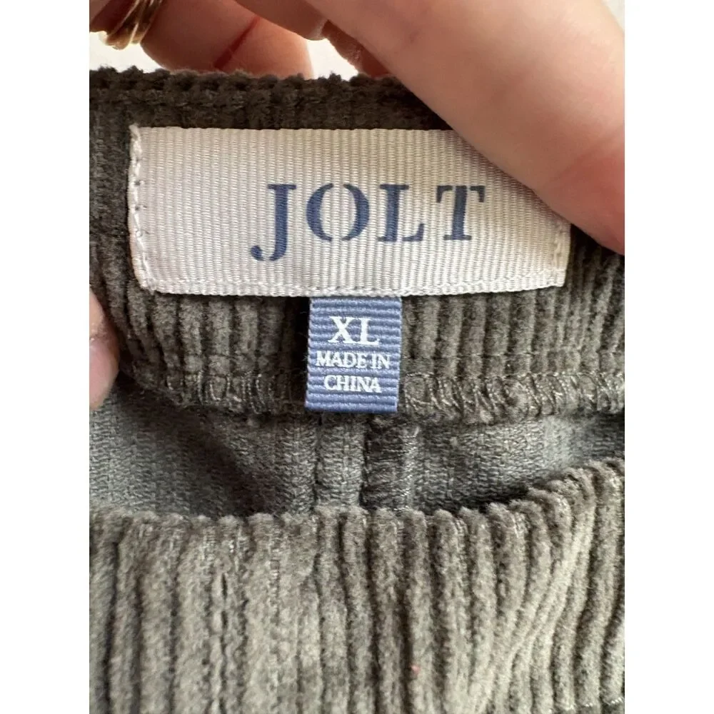 Corduroy Overall Green Dress XL Cotton Pinafore Jumper Olive Skirt Pockets Jolt